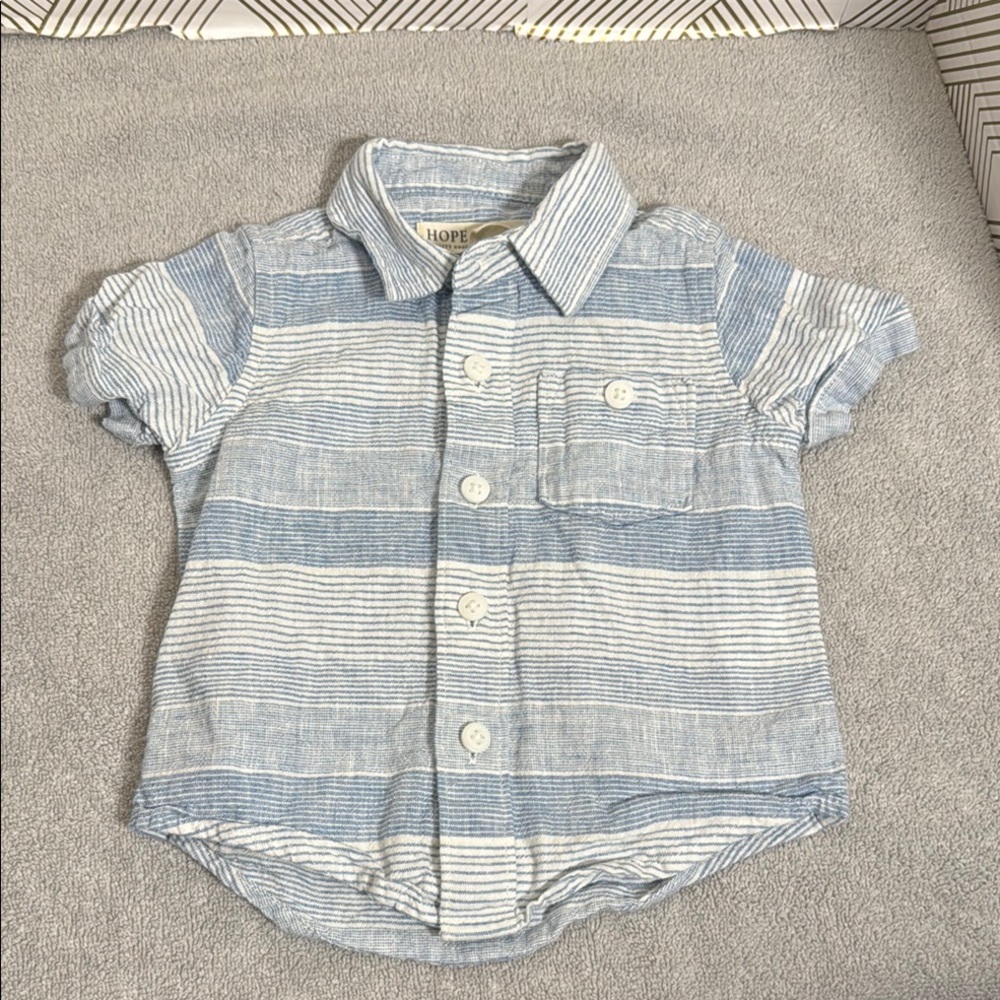 Hope & Henry shirt 3-6 months Striped Kids Shirt organic cotton and linen blend